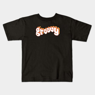 Groovy Retro Orange and Yellow Kids T-Shirt